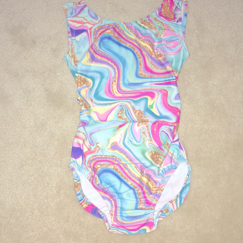 Foxy’s Gymnastics marble glitter leotard